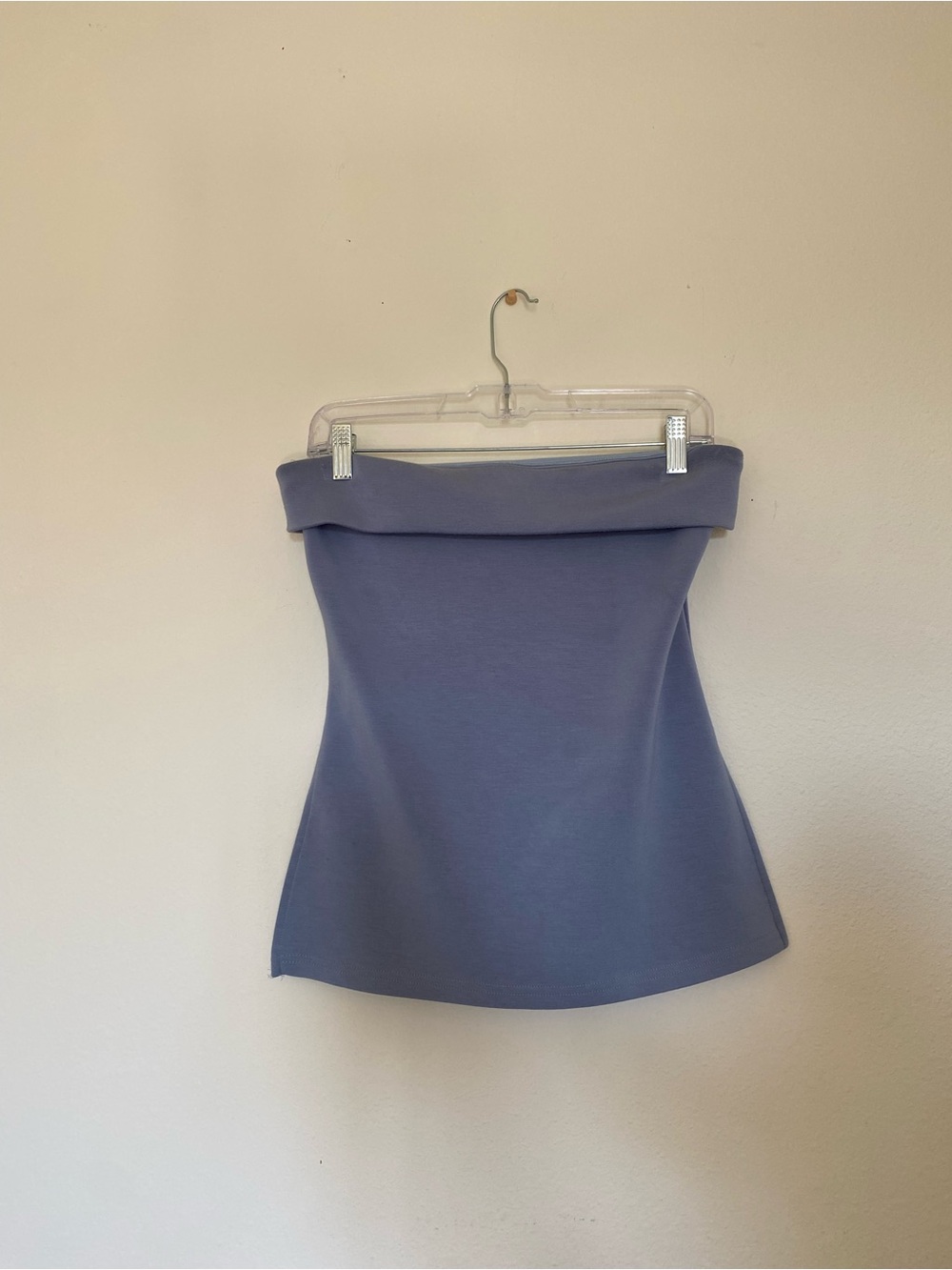 Strapless Fold-Over Top in Dusty Blue